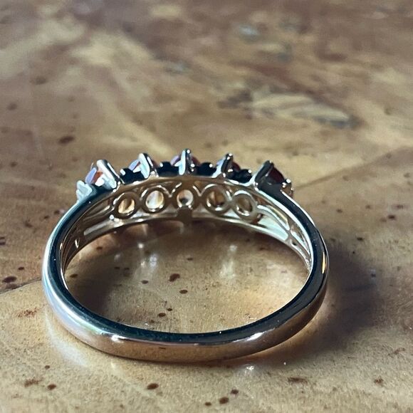 Natural Orange Garnet Sterling Silver Ring Size 8 - Picture 4 of 8